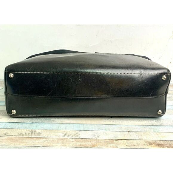 FRANK DANIEL ITALY BLCK NYLON GENUINE LEATHER TOTE CARRY-ON SHOULDER BAG HANDBAG - Picture 8 of 12